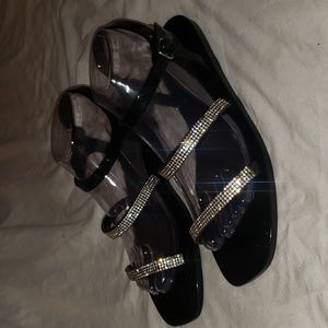 Shiny faux Latex glittery Sandals 9